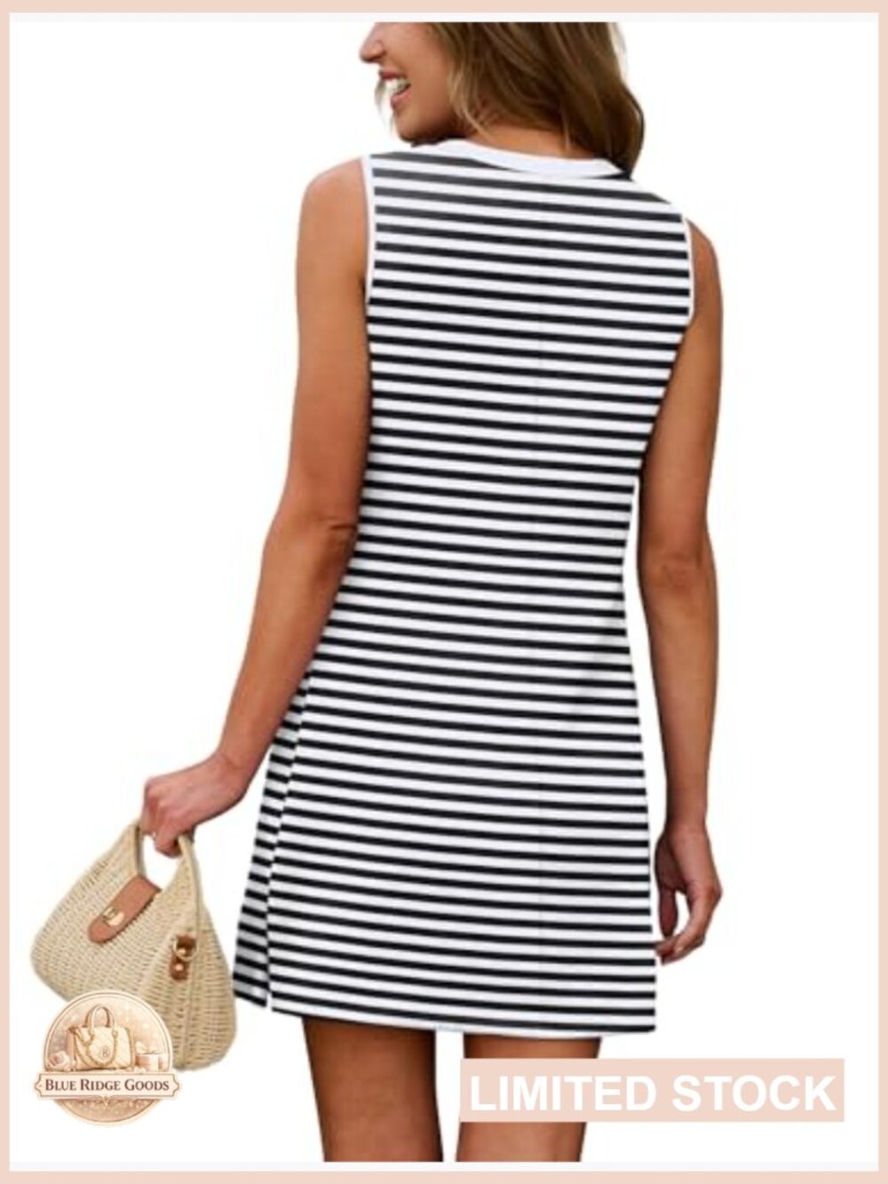 Crewneck Sleeveless Tank Dress Boho Casual Vacation Midi A-Line - Picture 5 of 7
